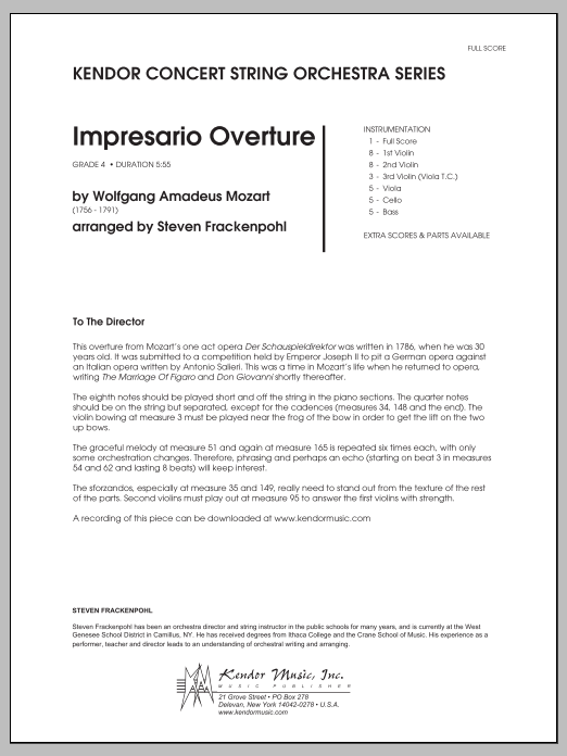 Download Steven Frackenpohl Impresario Overture - Conductor Score ( Sheet Music