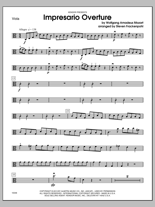 Download Steven Frackenpohl Impresario Overture - Viola Sheet Music
