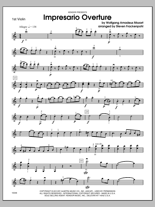 Download Steven Frackenpohl Impresario Overture - Violin 1 Sheet Music