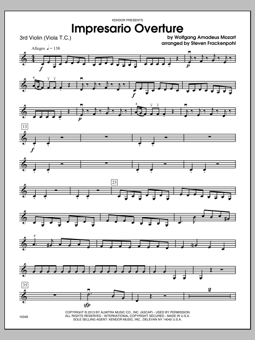 Download Steven Frackenpohl Impresario Overture - Violin 3 Sheet Music