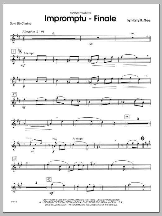 Download Gee Impromptu-Finale - Clarinet Sheet Music