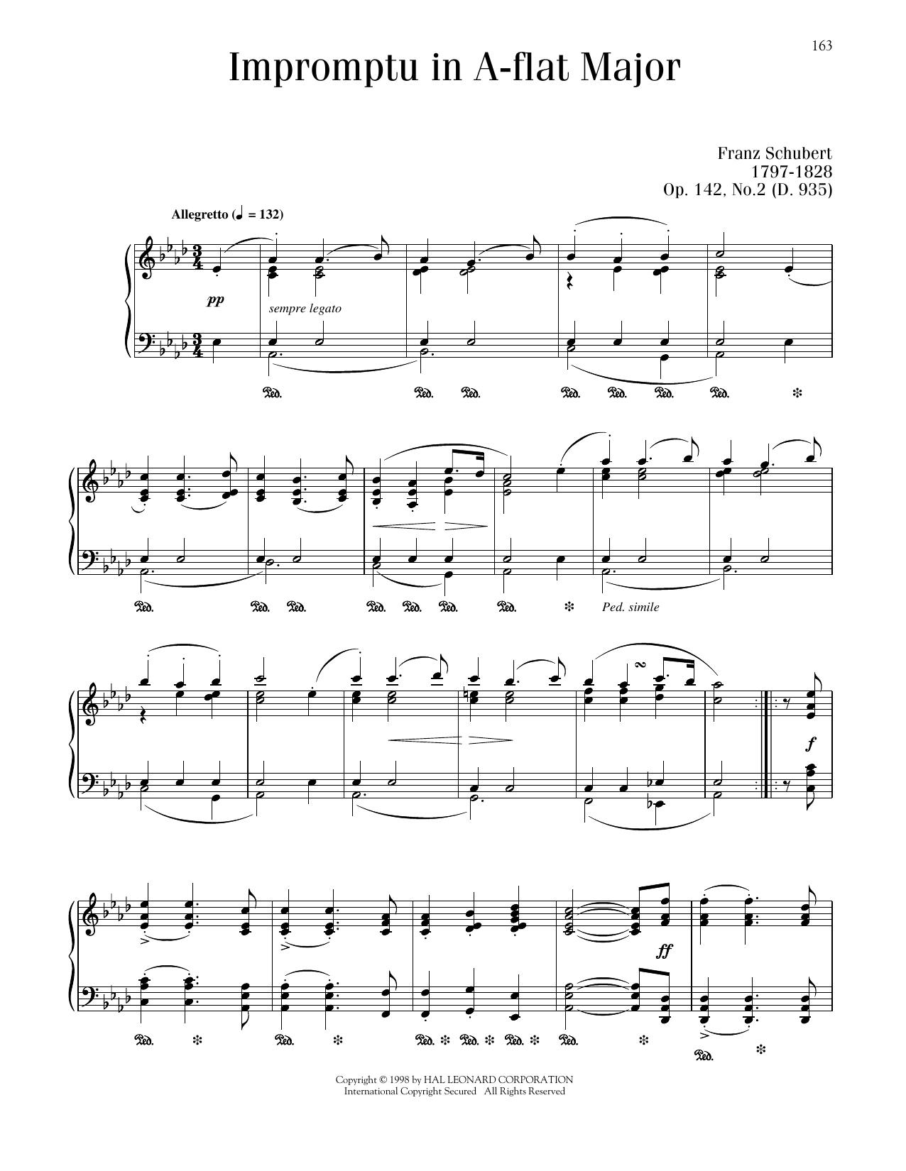 Franz Schubert Impromptu In A-flat Major, Op. 142, No. 2 sheet music notes printable PDF score