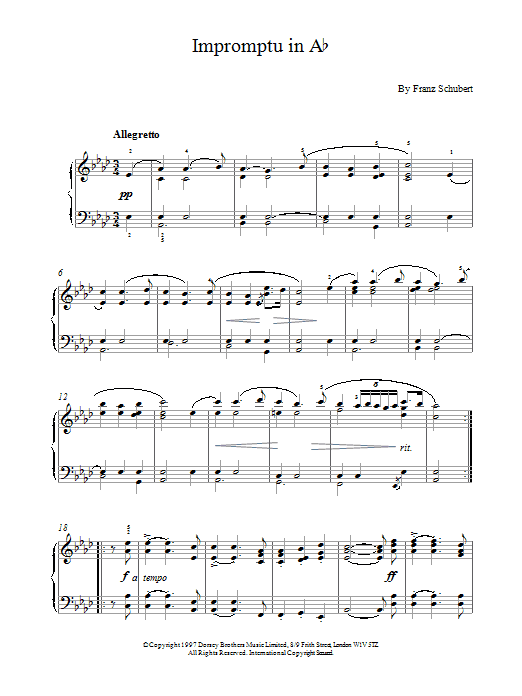 Download Franz Schubert Impromptu No. 2 in A Flat Major (excerp Sheet Music