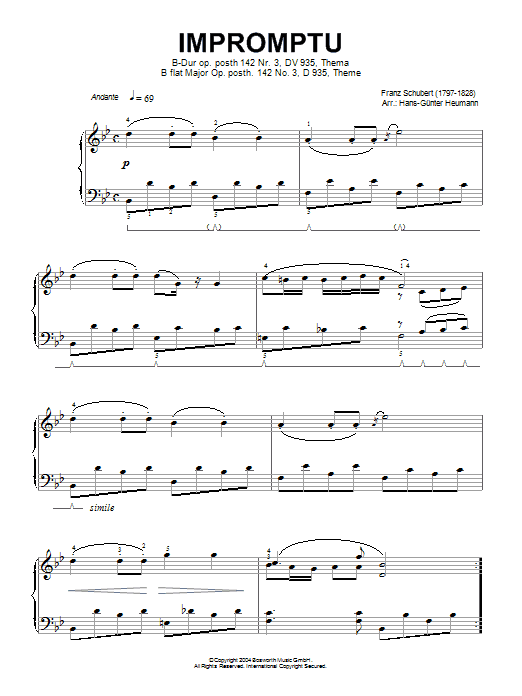 Download Franz Schubert Impromptu No. 3 in B Flat Major (excerp Sheet Music