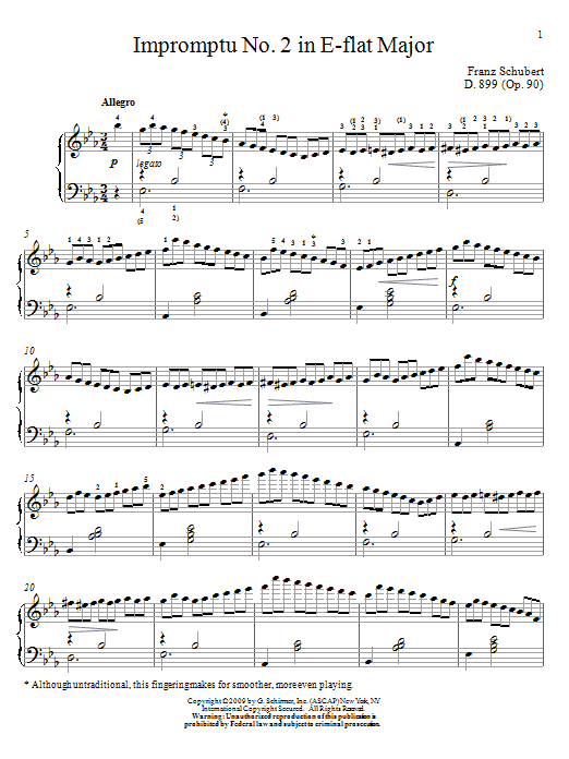 Download Franz Schubert Impromptu No. 2 In E-Flat Major Sheet Music