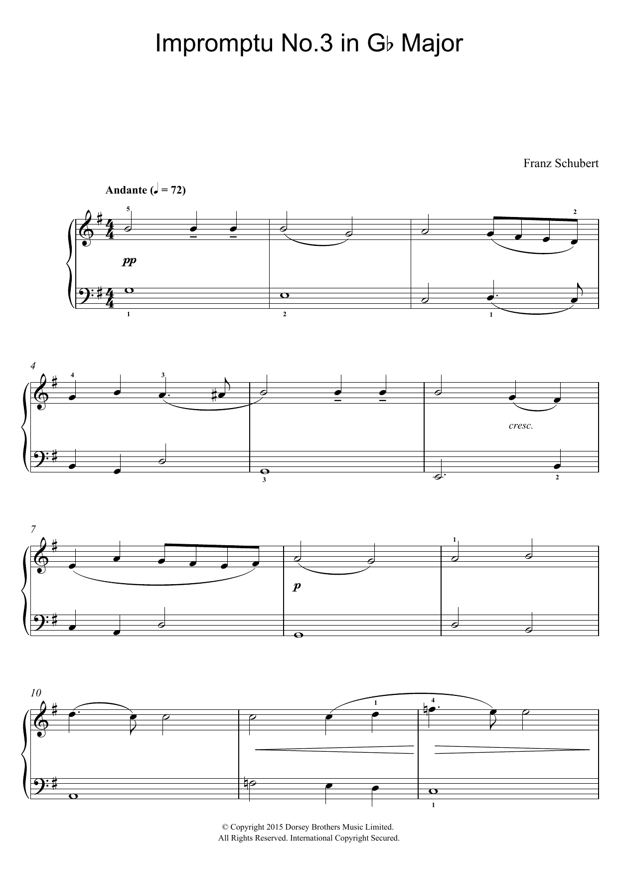 Download Franz Schubert Impromptu No. 3 in G Flat Major, Op.90 Sheet Music