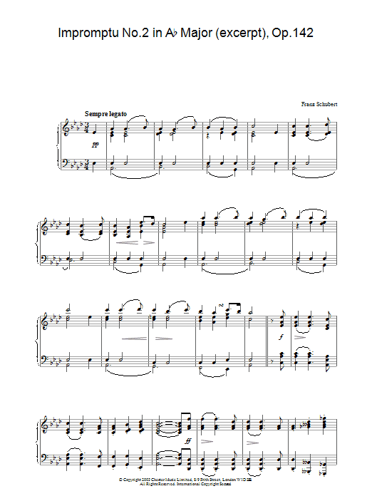 Download Franz Schubert Impromptu No. 2 in A Flat Major (excerp Sheet Music