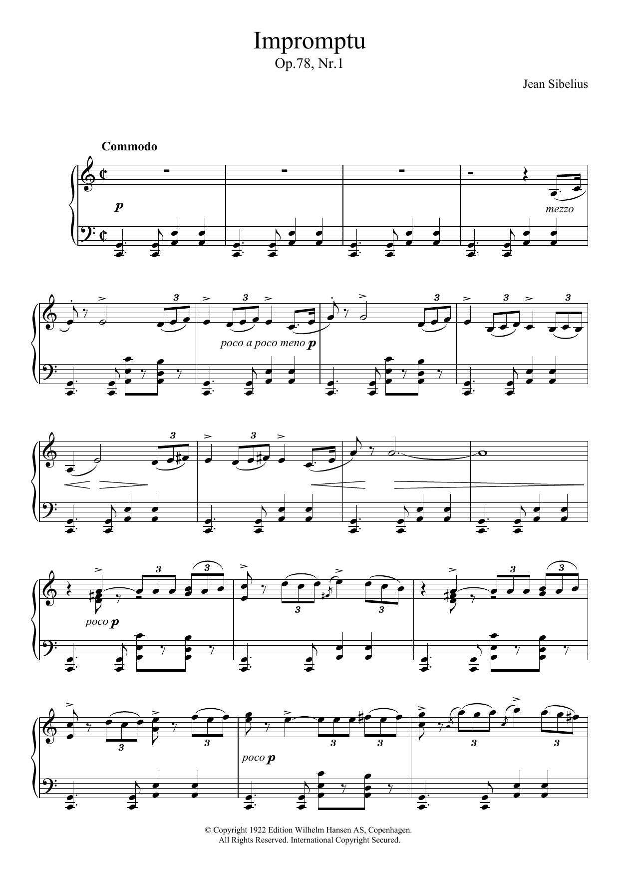 Download Jean Sibelius Impromptu, Op.78 No.1 Sheet Music