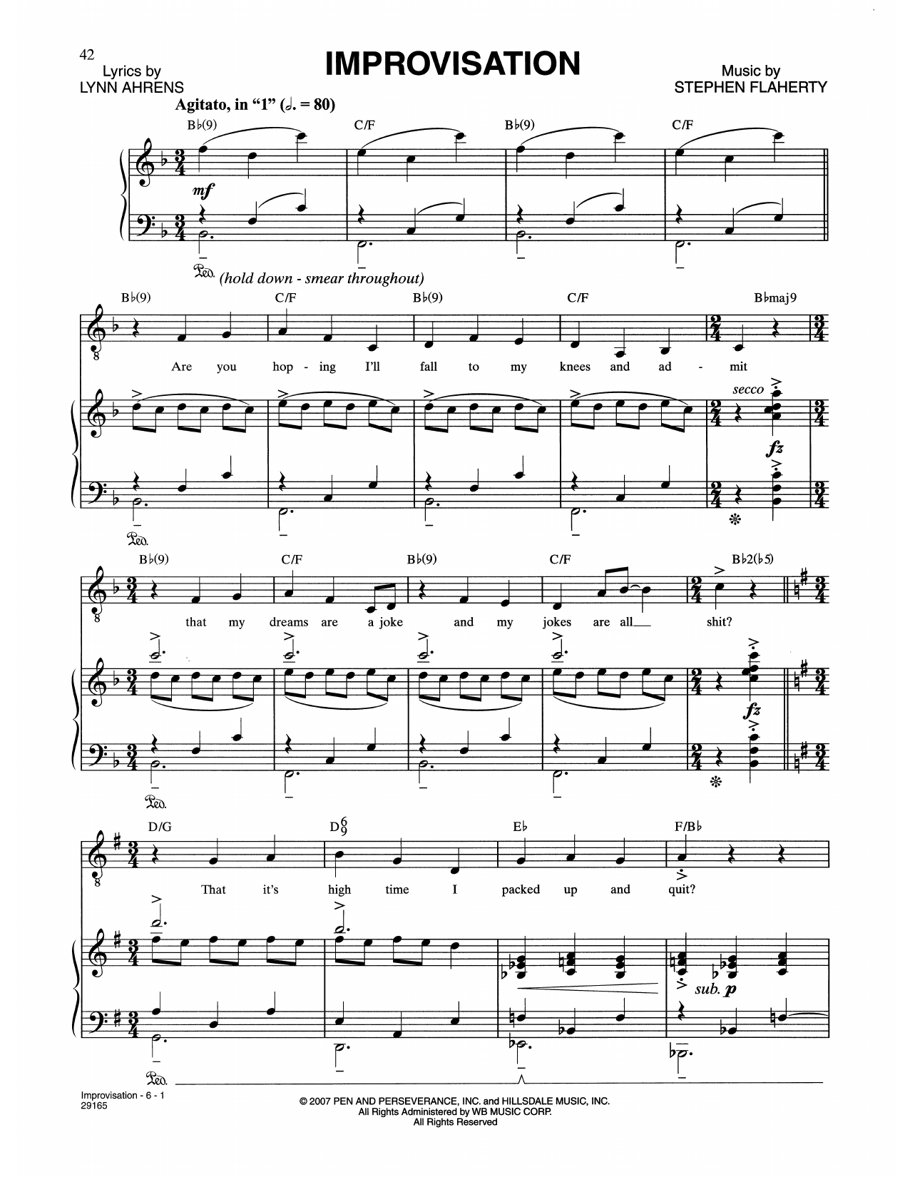 Download Lynn Ahrens and Stephen Flaherty Improvisation (from The Glorious Ones) Sheet Music