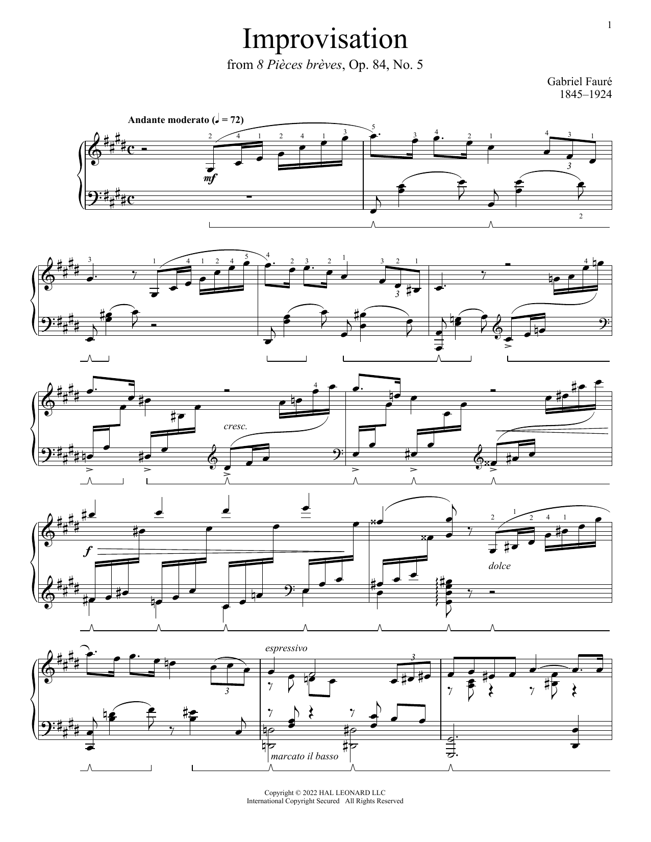 Download Gabriel Faure Improvisation In C-Sharp Minor, Op. 84, Sheet Music