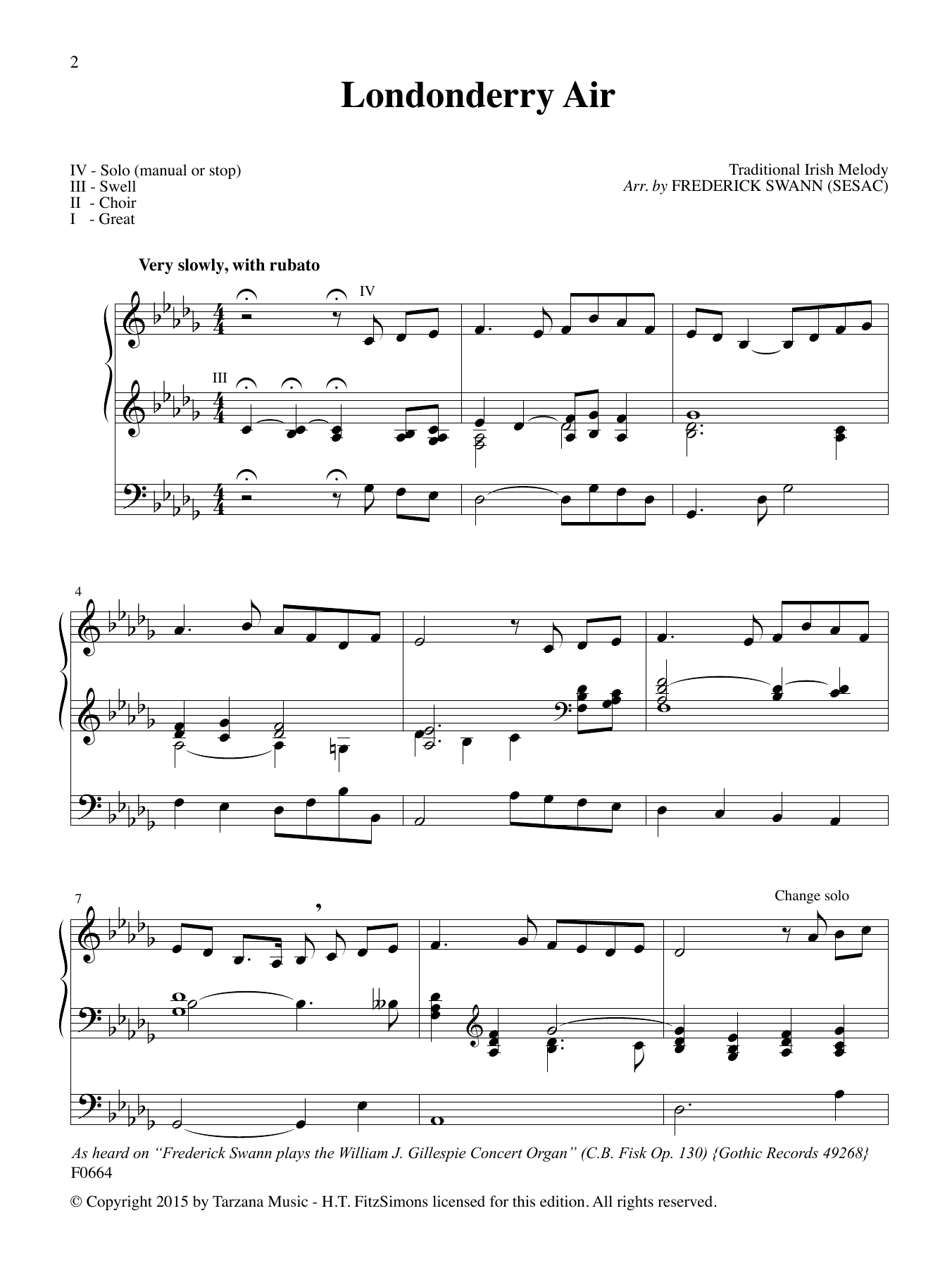 Download Frederick Swann Improvisation on Londonderry Air Sheet Music