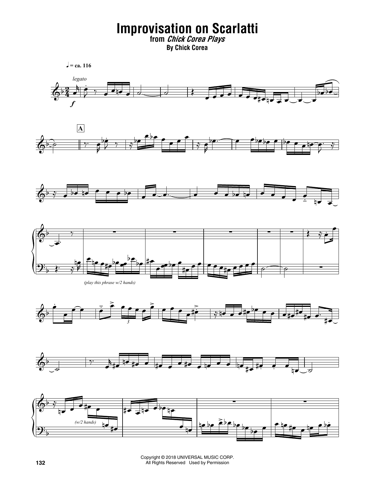 Download Chick Corea Improvisation On Scarlatti Sheet Music