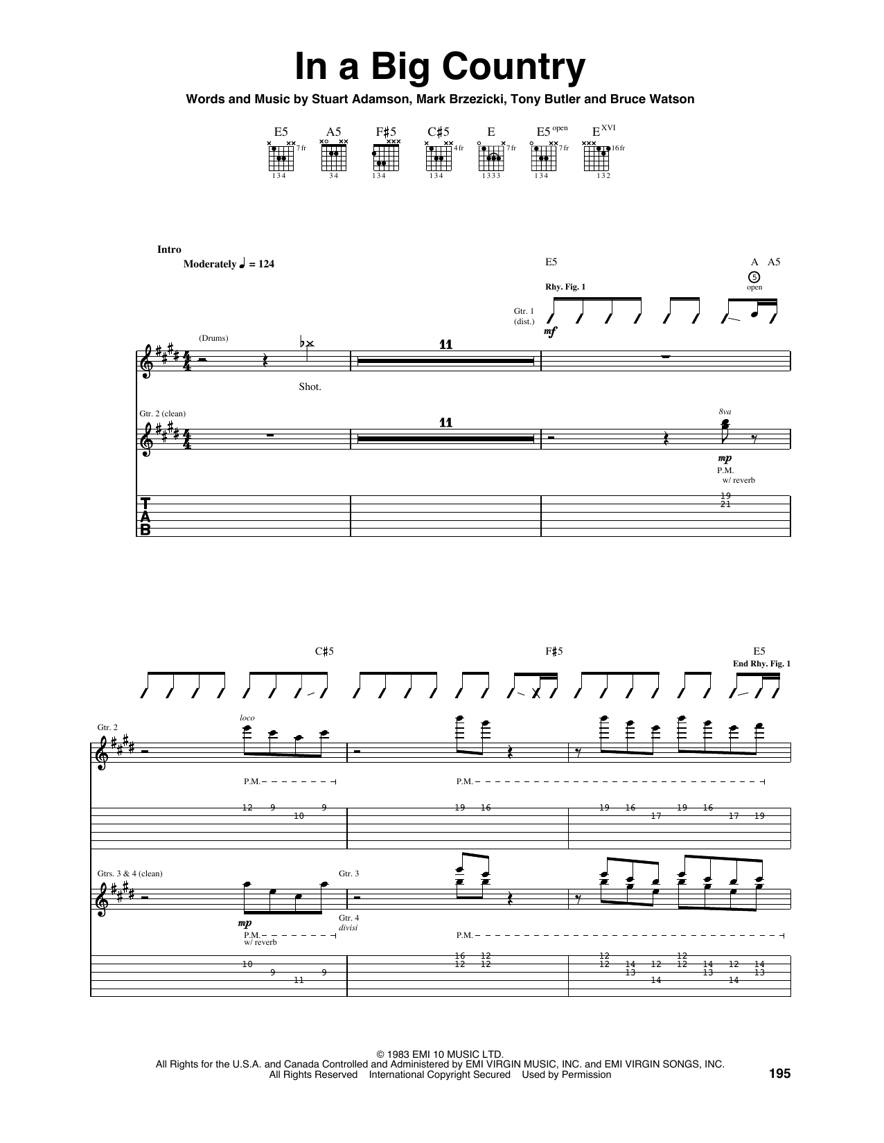 Download Big Country In A Big Country Sheet Music