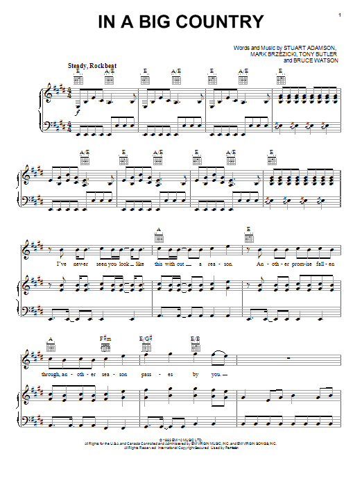 Download Big Country In A Big Country Sheet Music