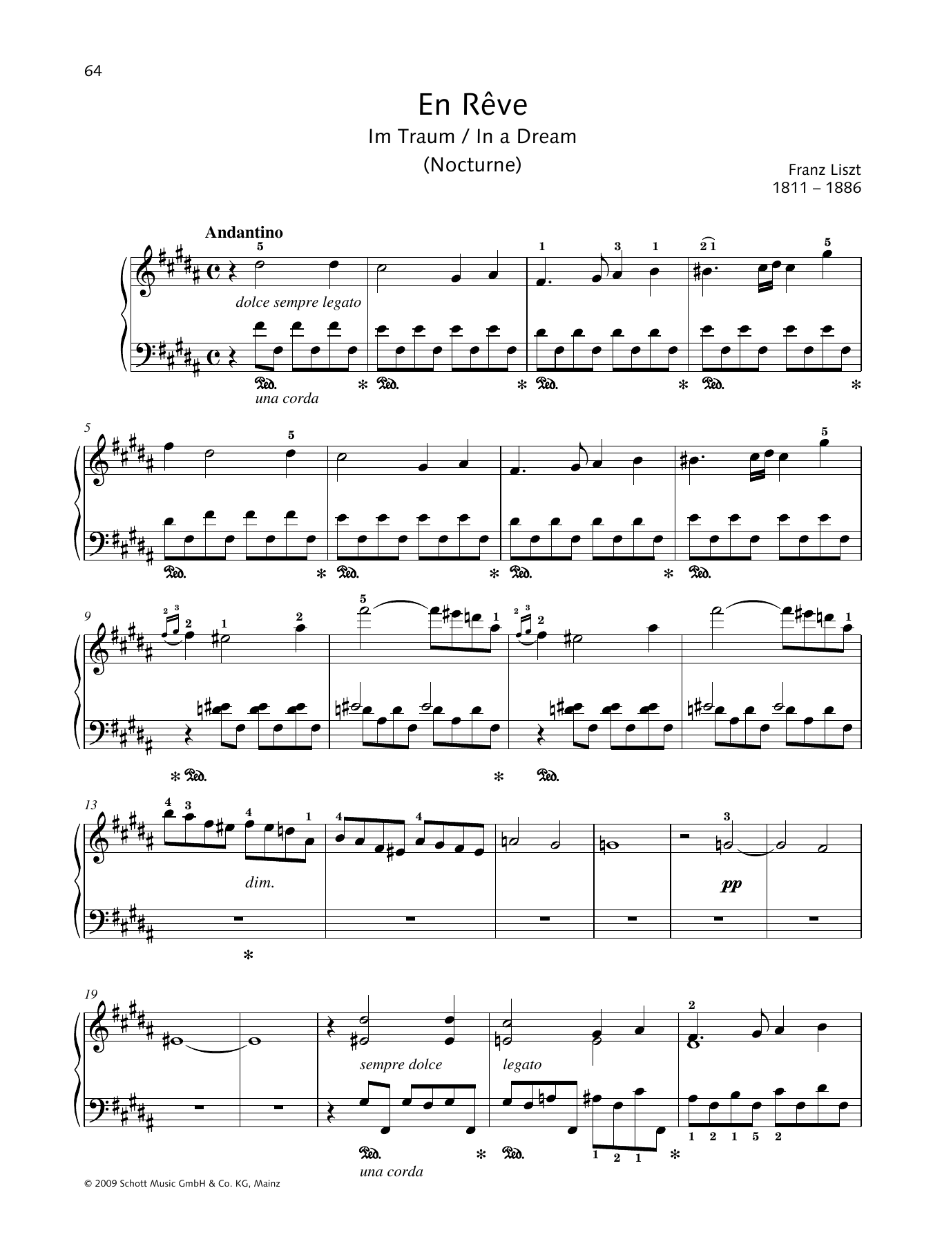 Download Franz Liszt In a Dream Sheet Music