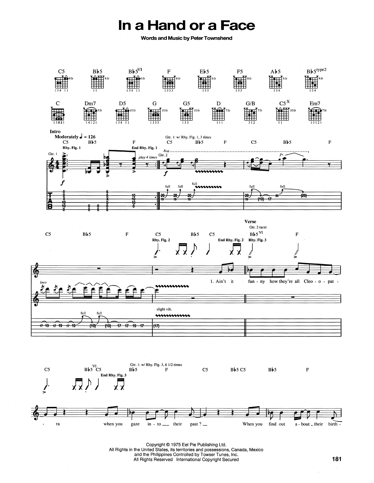 Download The Who In A Hand Or A Face Sheet Music