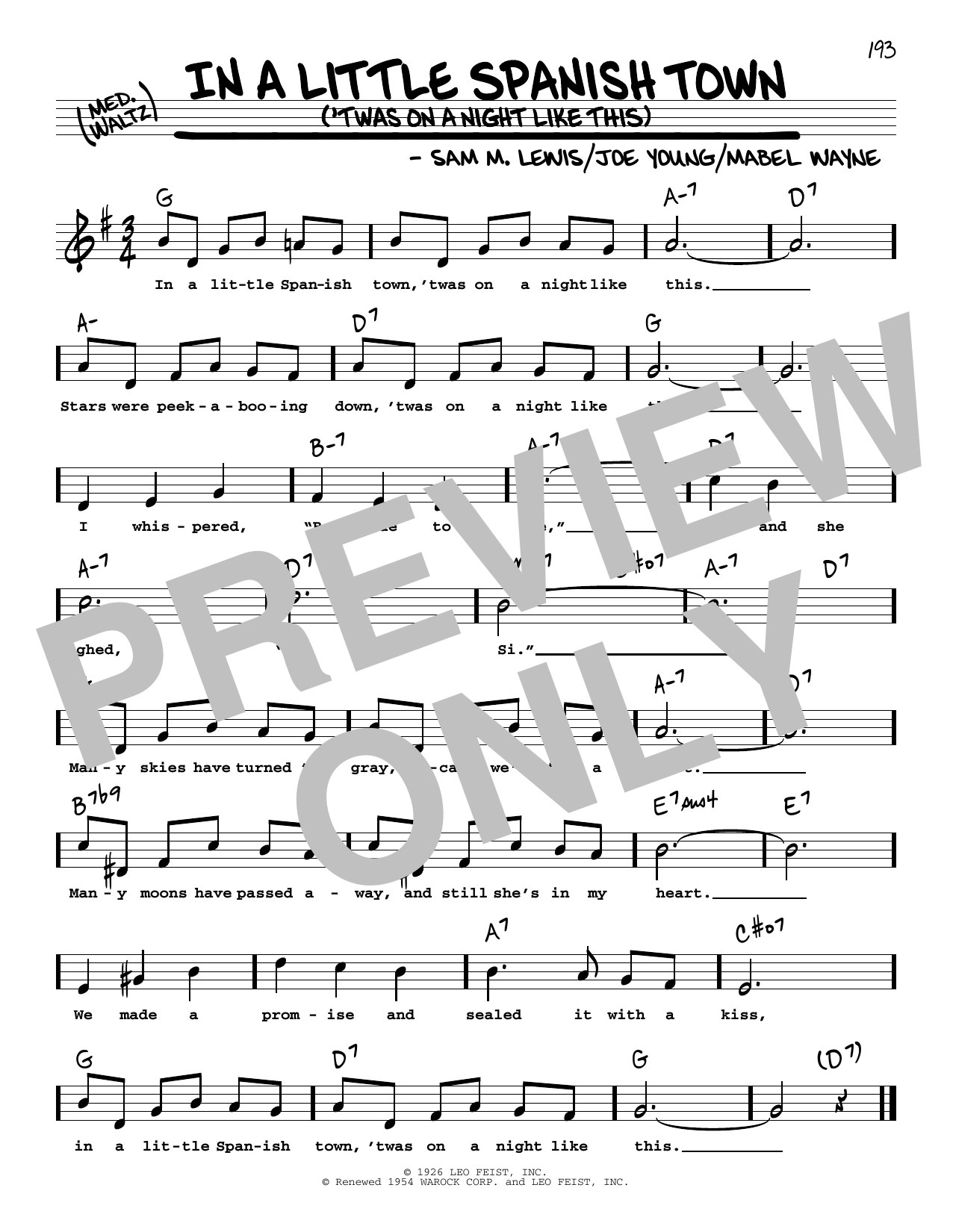 Download Sam M. Lewis In A Little Spanish Town ('Twas On A Ni Sheet Music