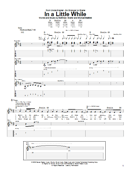 Download Uncle Kracker In A Little While Sheet Music