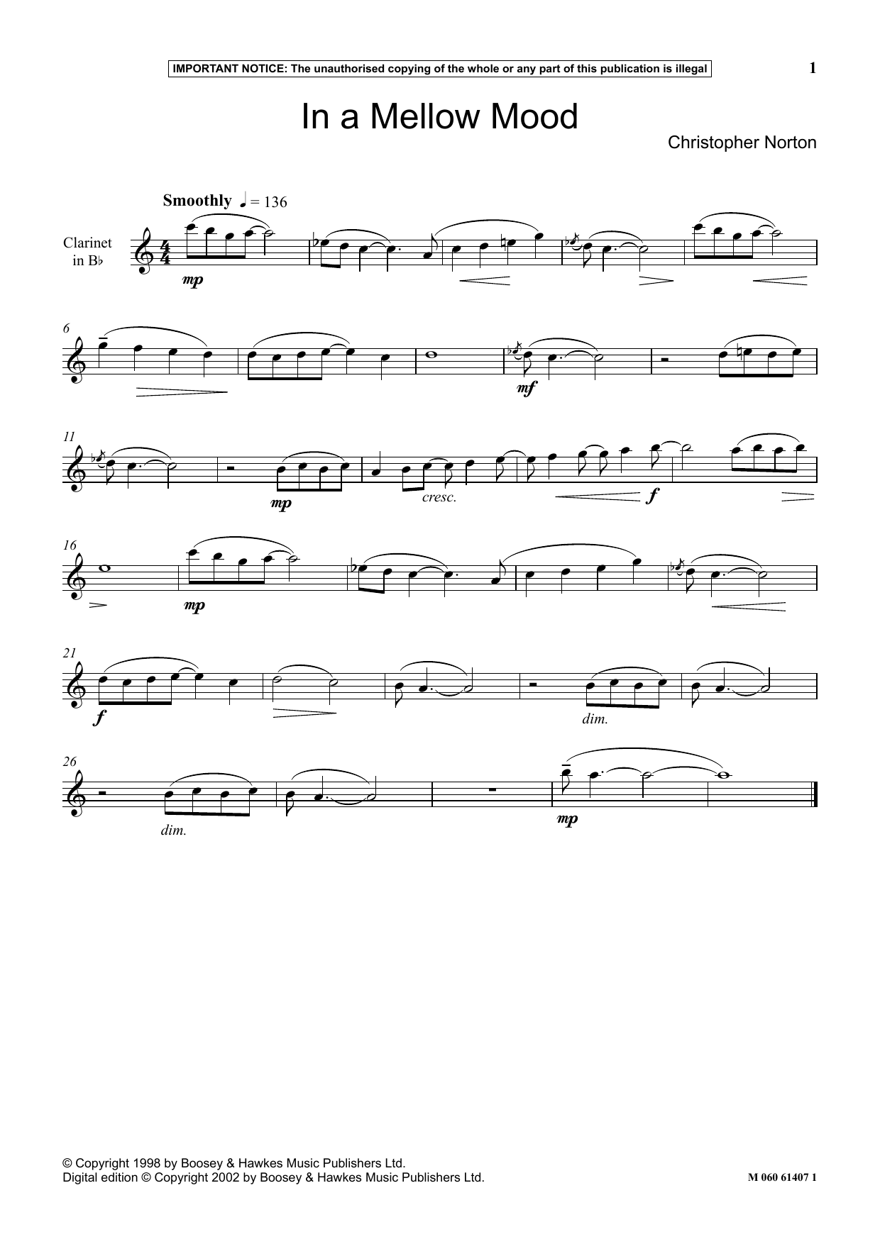 Download Christopher Norton In A Mellow Mood Sheet Music