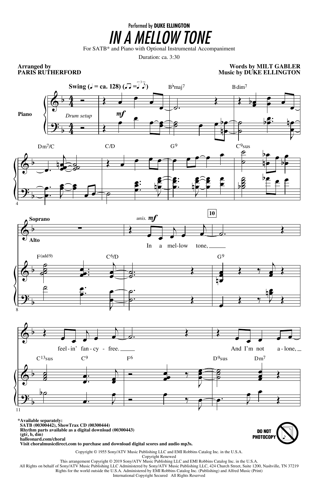 Download Duke Ellington In A Mellow Tone (arr. Paris Rutherford Sheet Music