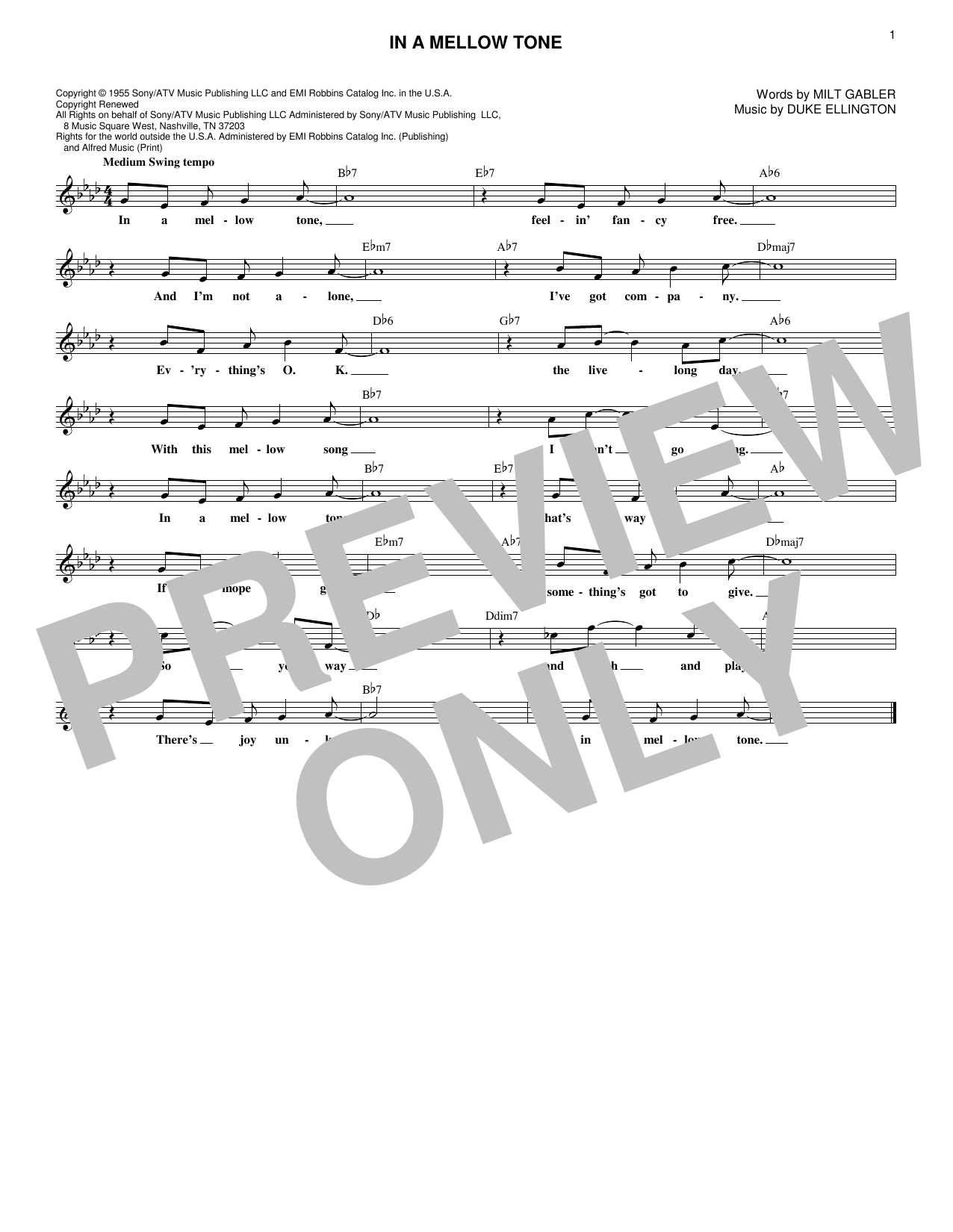 Download Duke Ellington In A Mellow Tone Sheet Music