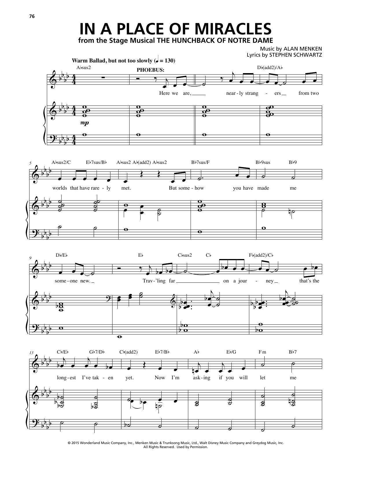 Download Alan Menken In A Place Of Miracles Sheet Music