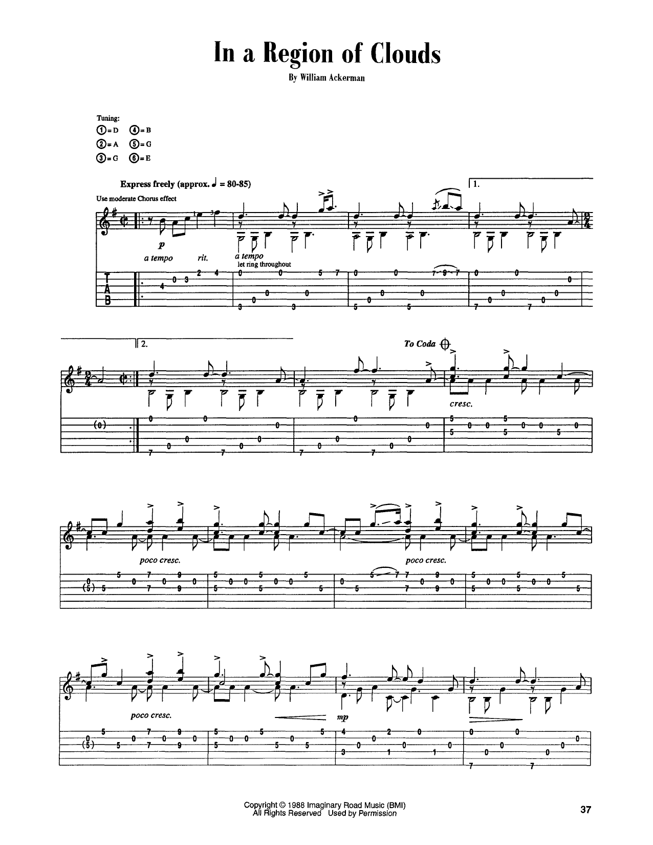 Download Will Ackerman In A Region Of Clouds Sheet Music