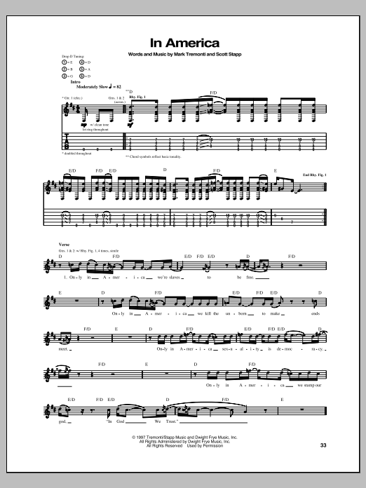 Download Creed In America Sheet Music