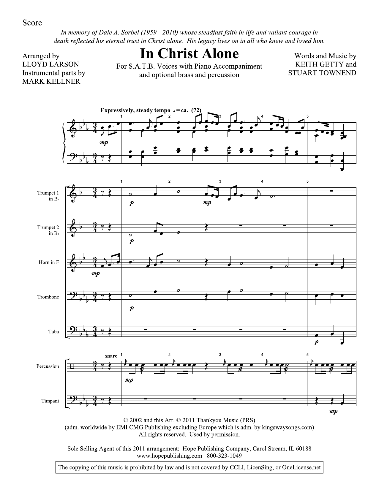 Download Lloyd Larson In Christ Alone - Full Score Sheet Music