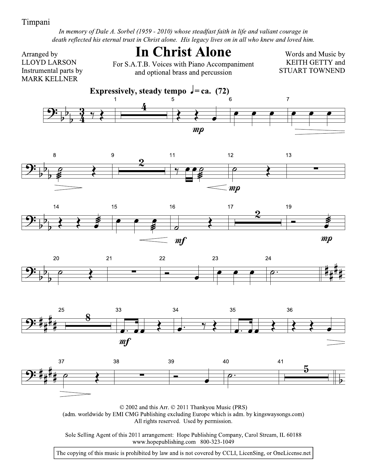 Download Lloyd Larson In Christ Alone - Timpani Sheet Music