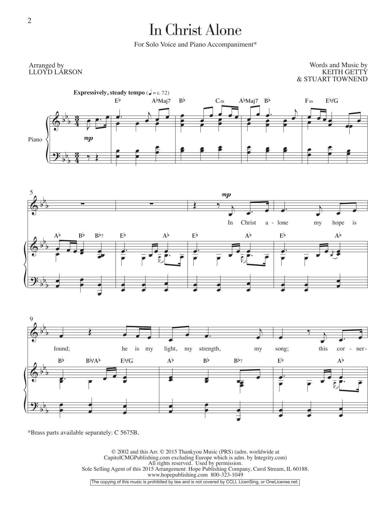 Download Keith & Kristyn Getty In Christ Alone (arr. Lloyd Larson) Sheet Music