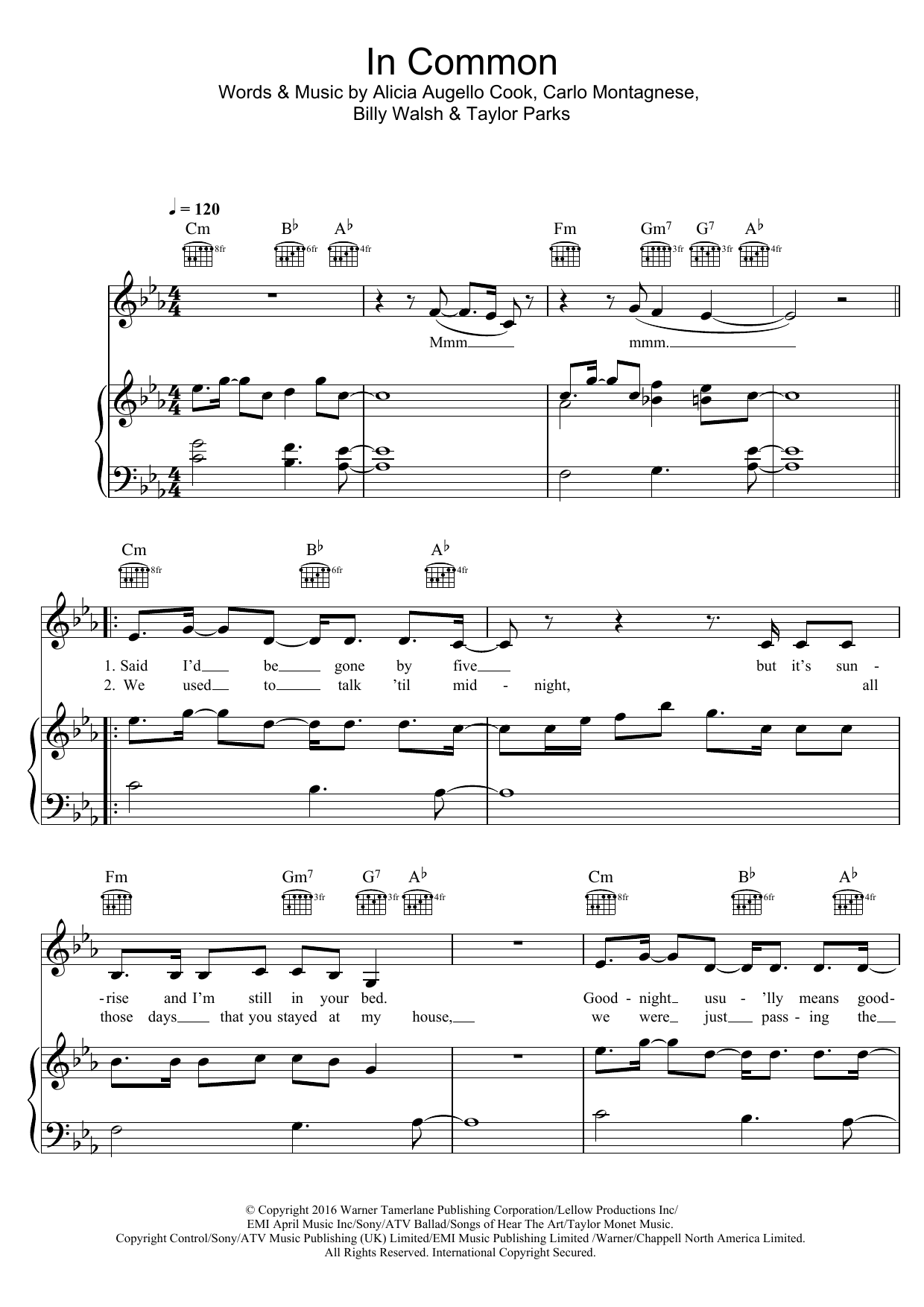 Download Alicia Keys In Common Sheet Music