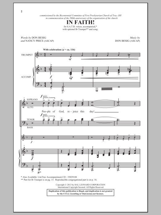 Download Don Besig In Faith! Sheet Music