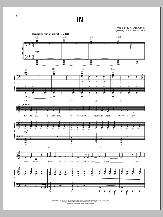 Download Michael Gore In (from Carrie The Musical) Sheet Music
