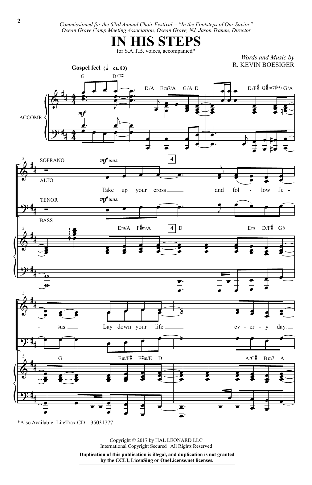 Download R. Kevin Boesiger In His Steps Sheet Music