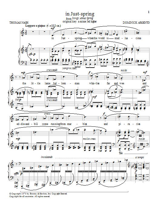 Download Dominick Argento in Just-spring Sheet Music