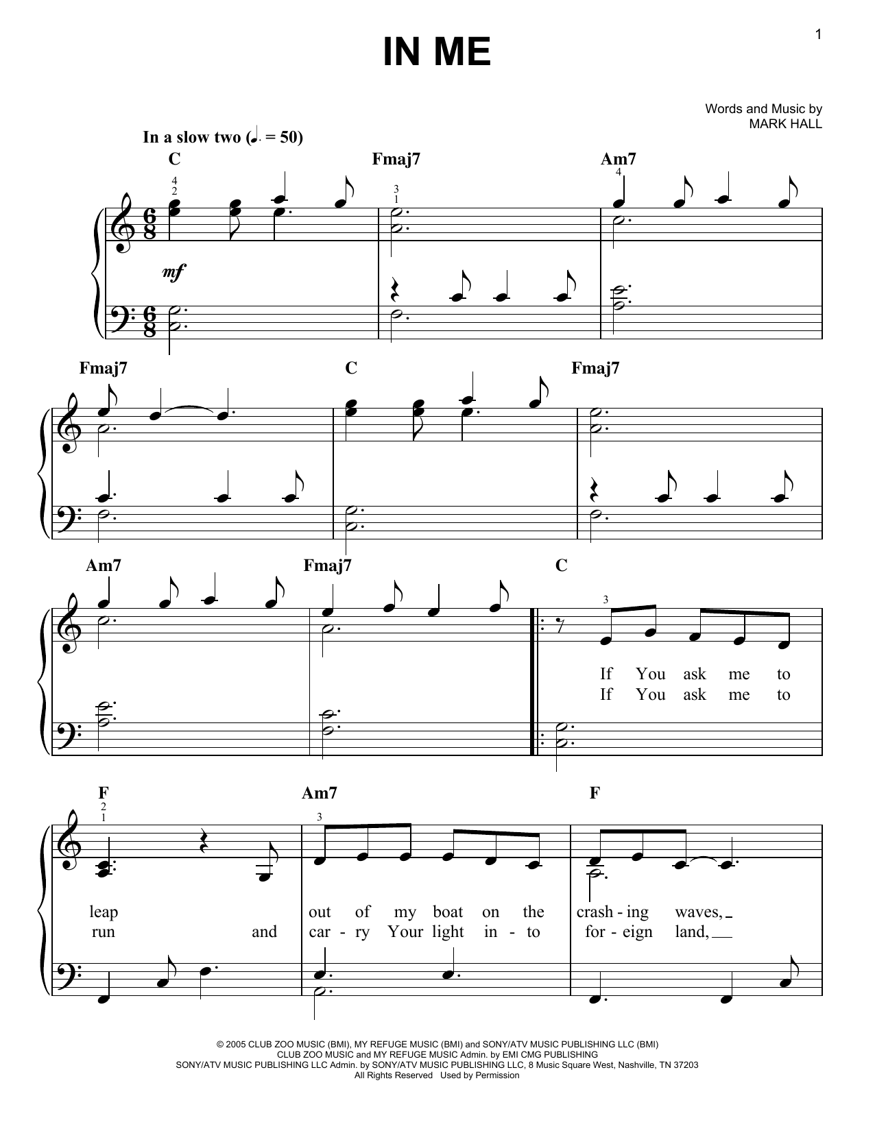 Download Casting Crowns In Me Sheet Music