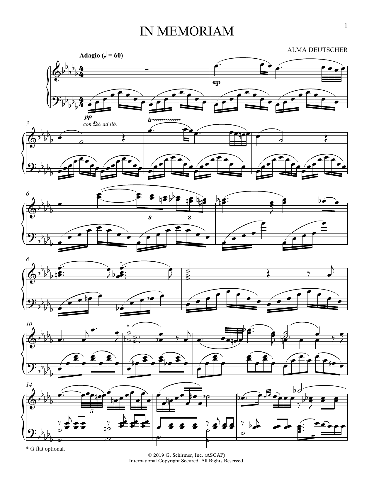 Download Alma Deutscher In Memoriam (Adagio from Piano Concerto Sheet Music