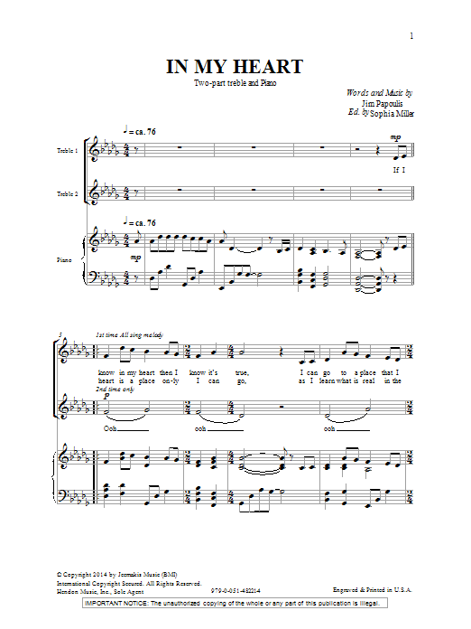 Download Jim Papoulis In My Heart Sheet Music