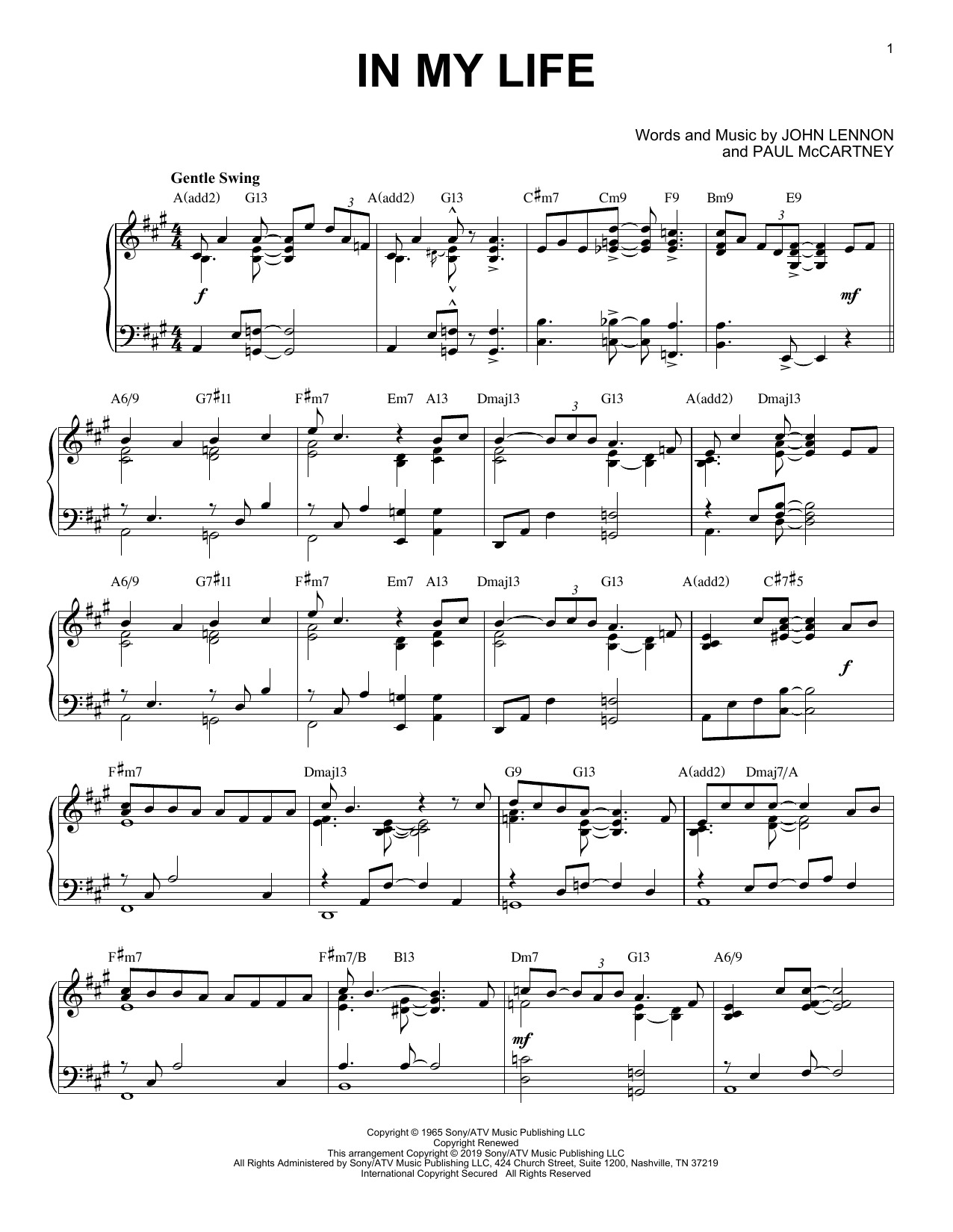 Download The Beatles In My Life [Jazz version] Sheet Music