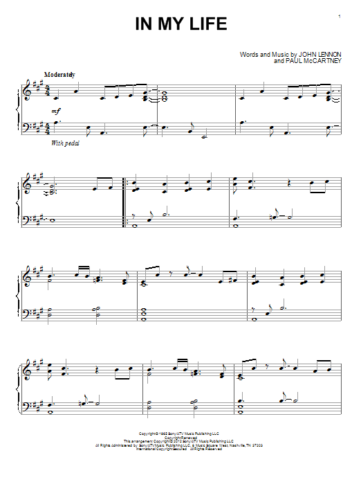 Download The Beatles In My Life Sheet Music