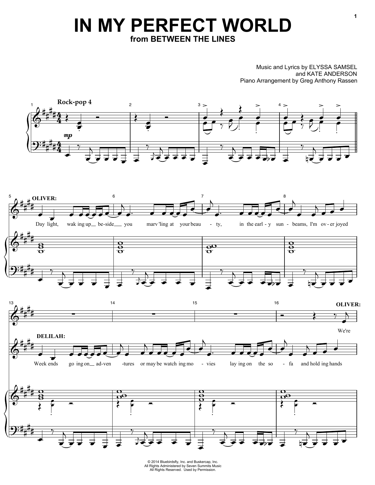 Download Elyssa Samsel & Kate Anderson In My Perfect World (from Between The L Sheet Music