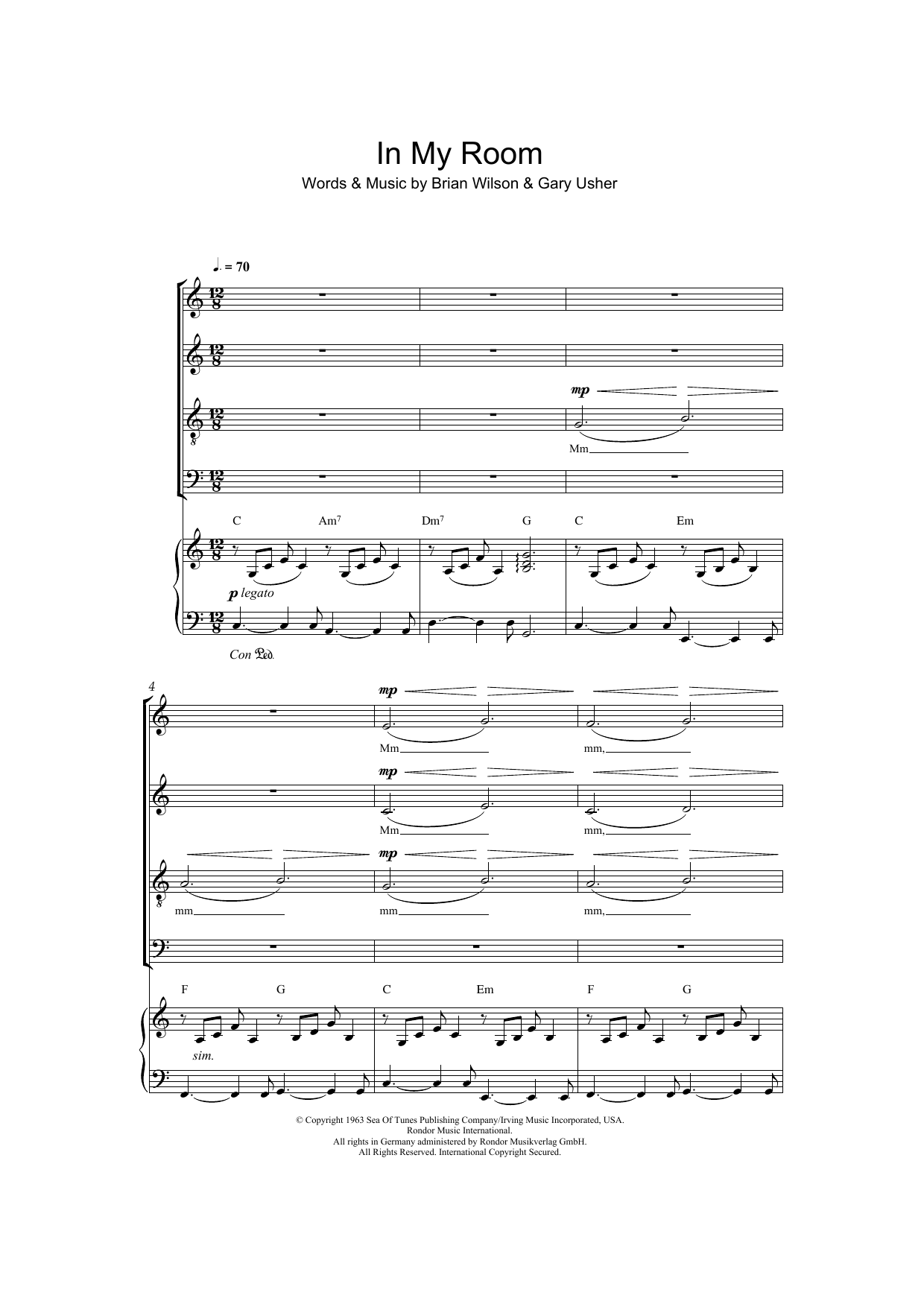 Download The Beach Boys In My Room (arr. Jeremy Birchall) Sheet Music