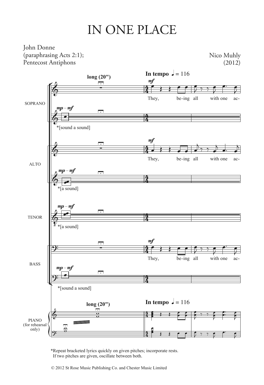 Download Nico Muhly In One Place Sheet Music