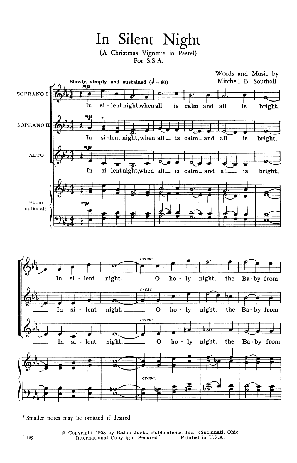 Download Mitchell B. Southall In Silent Night (A Christmas Vignette i Sheet Music