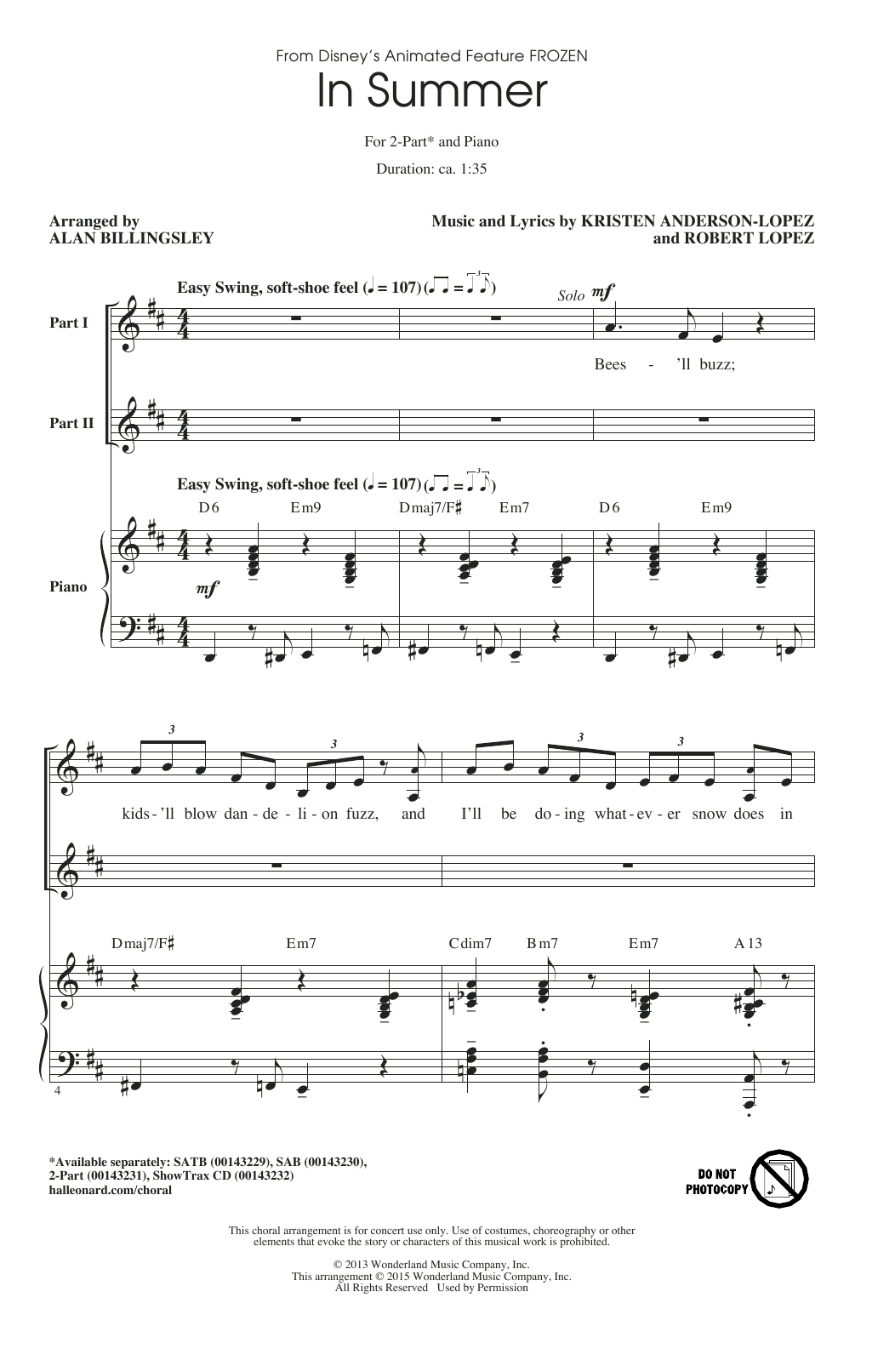 Download Josh Gad In Summer (from Disney's Frozen) (arr. Sheet Music