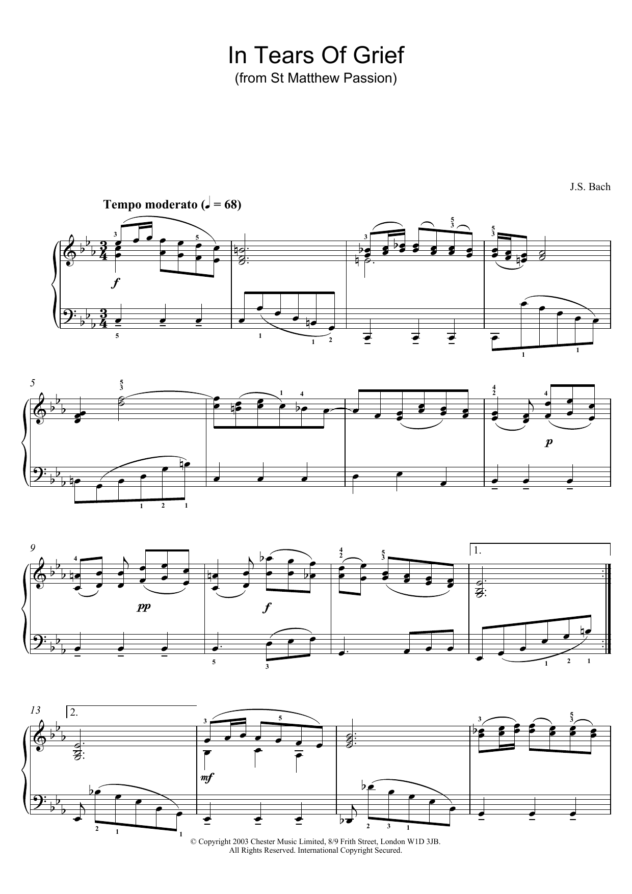 Download Johann Sebastian Bach In Tears Of Grief (from St Matthew Pass Sheet Music