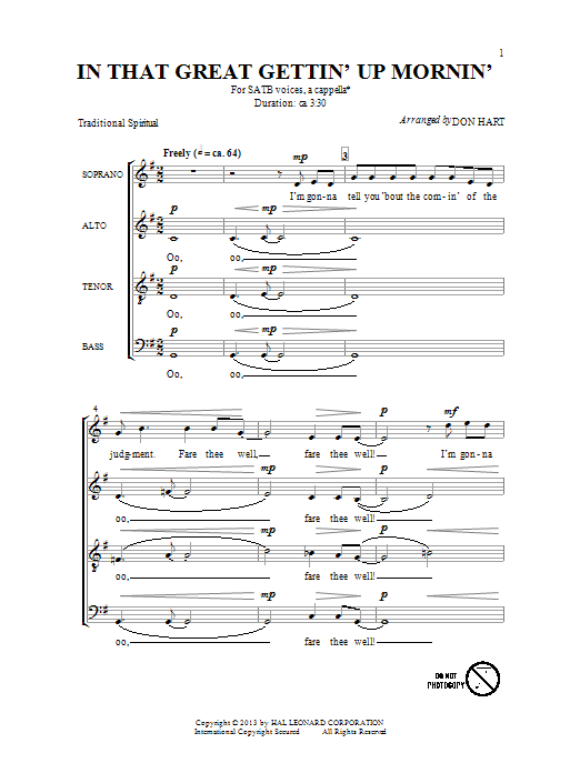 Download Traditional In That Great Getting' Up Morning (arr. Sheet Music