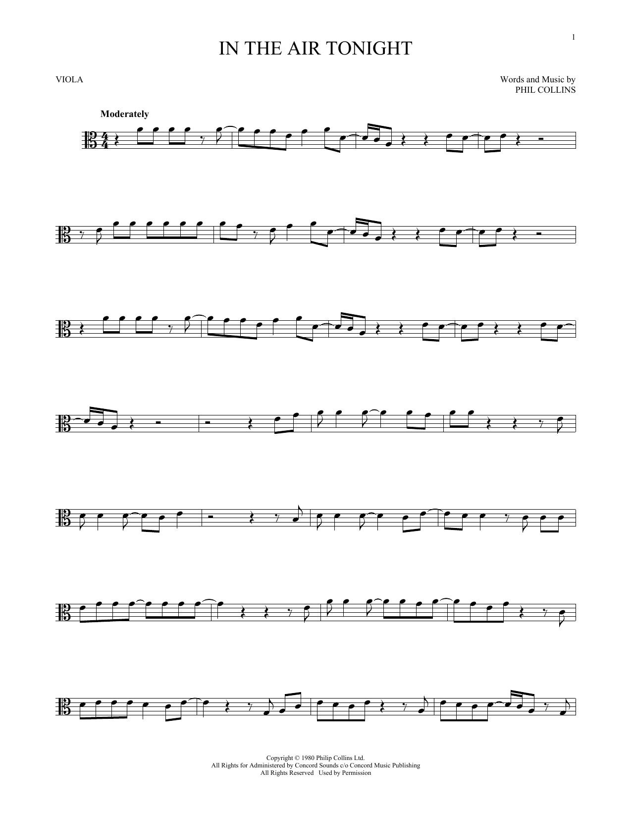 Download Phil Collins In The Air Tonight Sheet Music