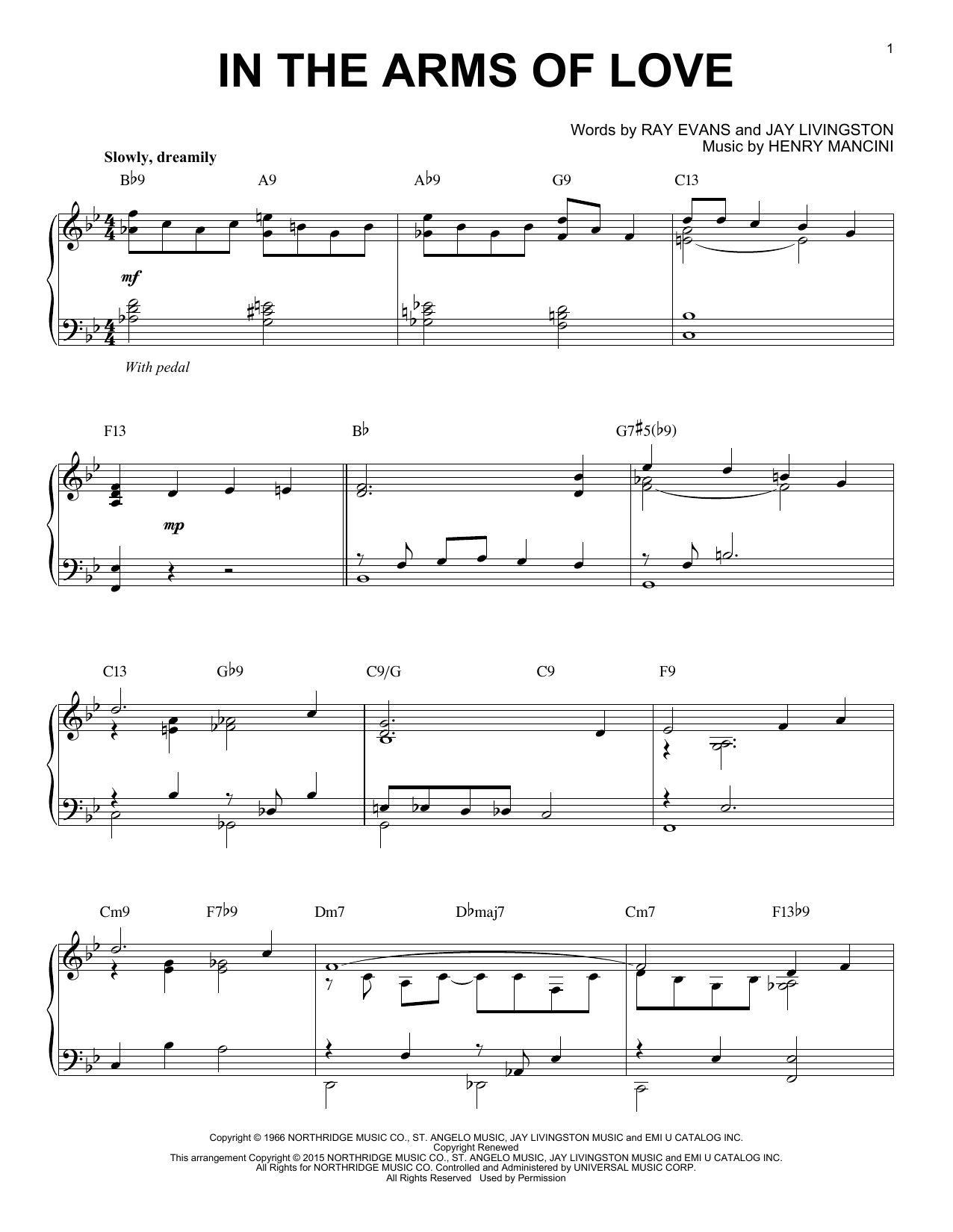 Download Henry Mancini In The Arms Of Love [Jazz version] (arr Sheet Music